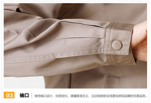 中灰色長袖夾克工作服訂做袖口細節圖